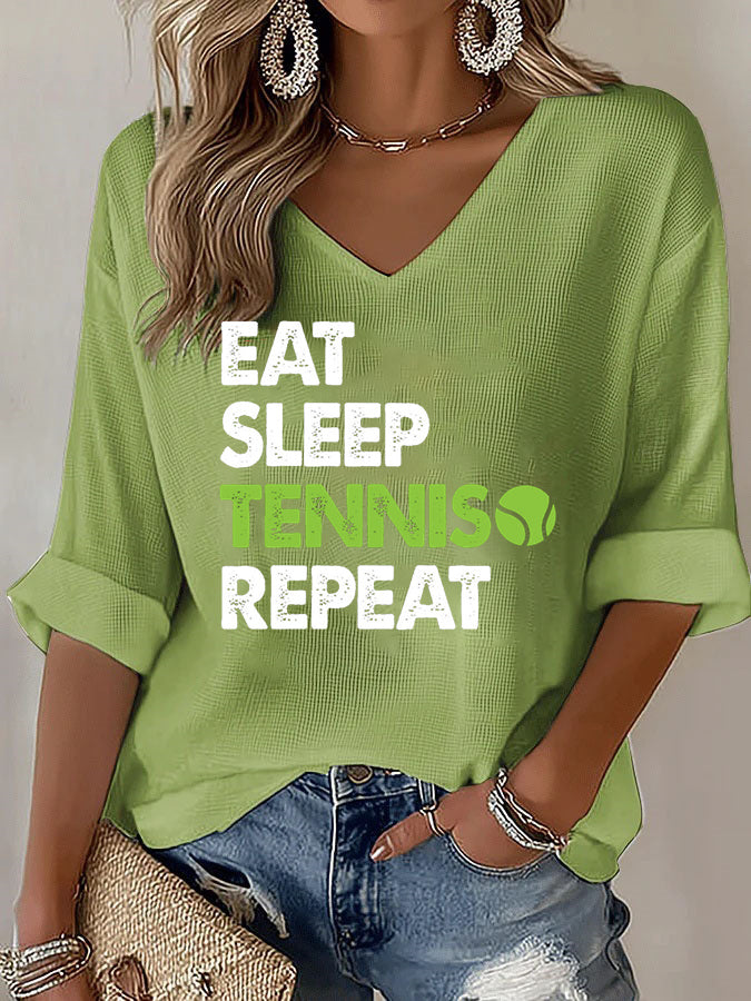 'Eat Sleep Tennis Repeat' Funny Sport Tennis T-Shirt