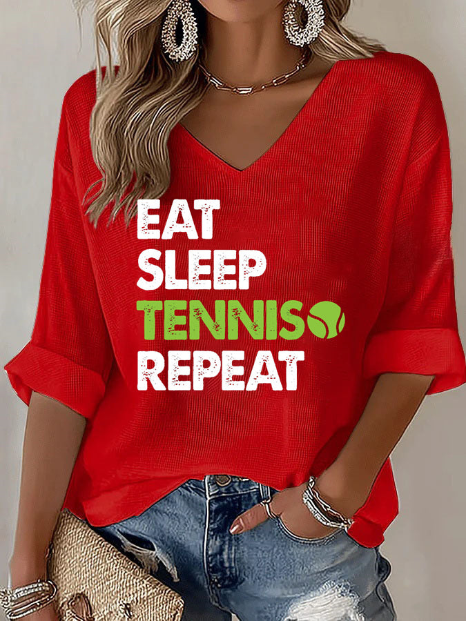 'Eat Sleep Tennis Repeat' Funny Sport Tennis T-Shirt