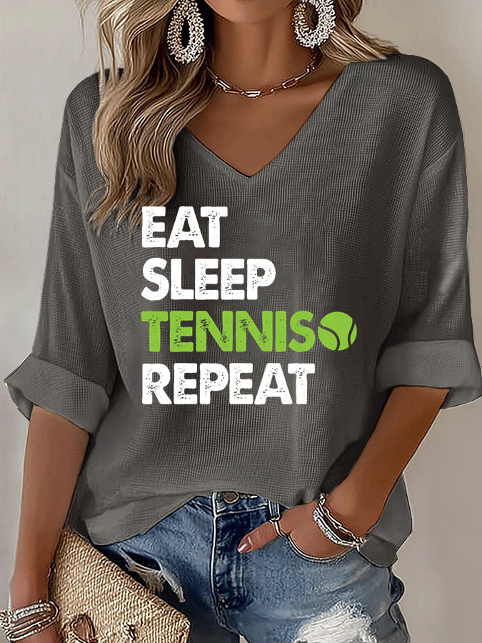 'Eat Sleep Tennis Repeat' Funny Sport Tennis T-Shirt