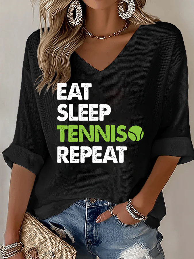 'Eat Sleep Tennis Repeat' Funny Sport Tennis T-Shirt