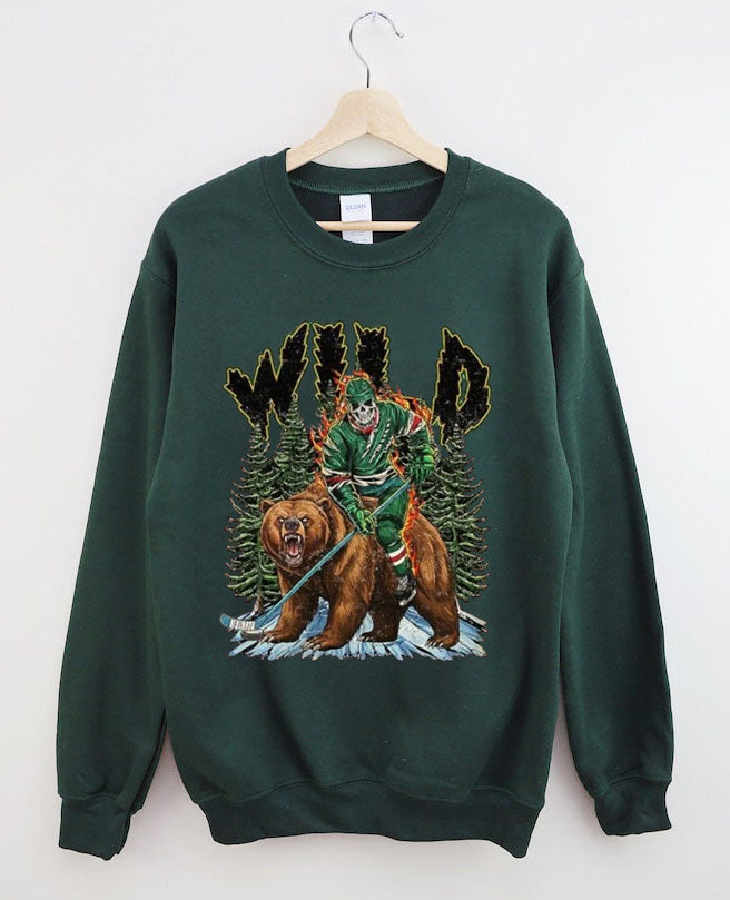 Minnesota Hockey Skull Vintage Sweatshirt