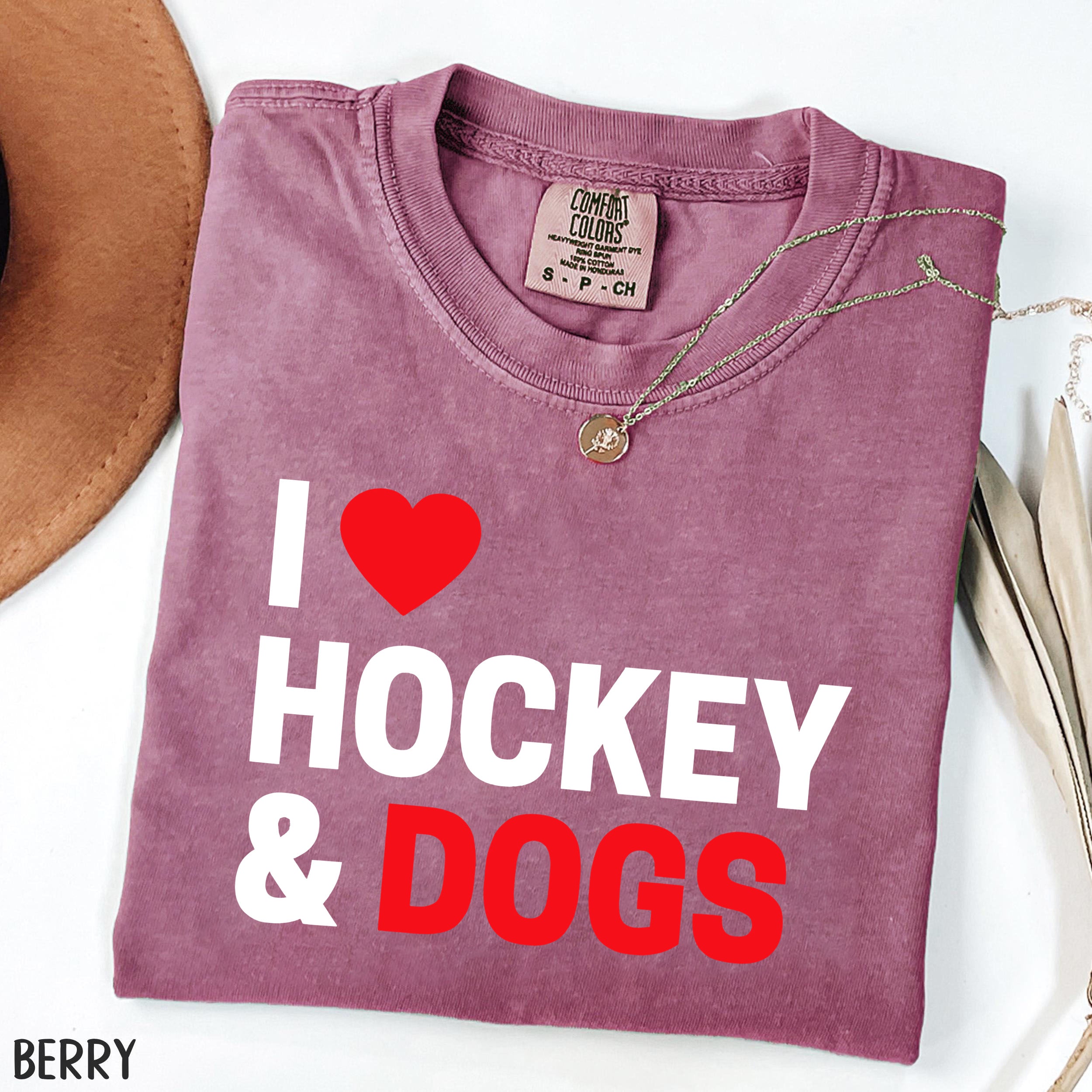 Comfort Colors I Love Hockey & Dogs T-shirt