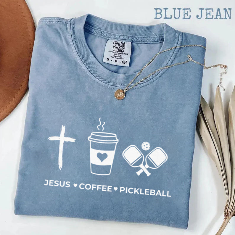 Comfort Colors Jesus Coffee Pickleball T-shirt