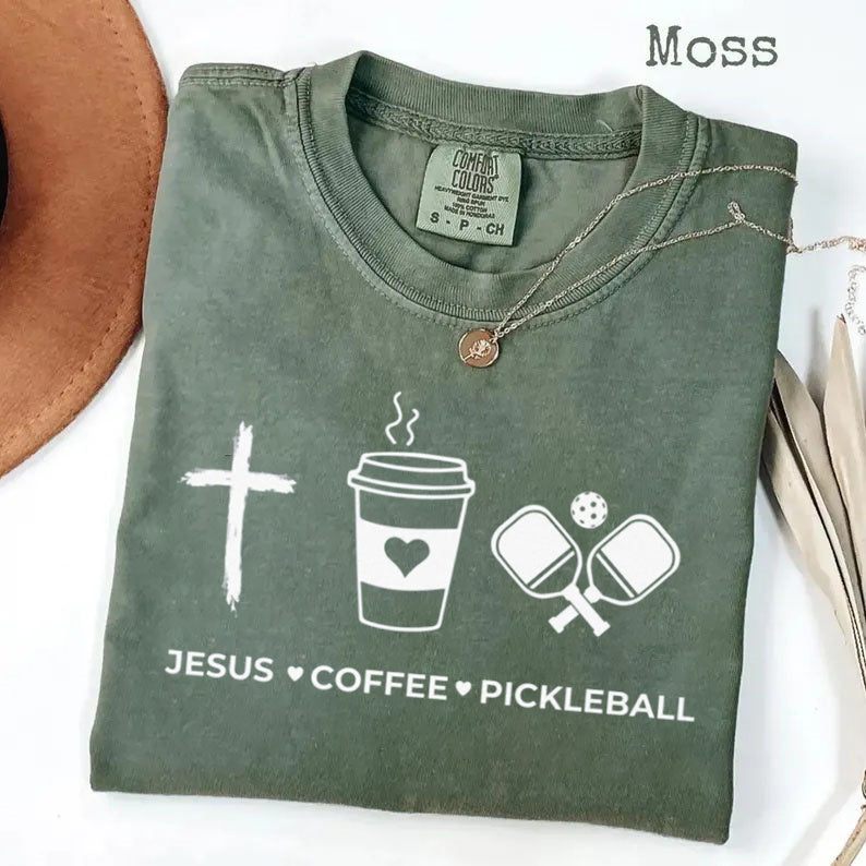 Comfort Colors Jesus Coffee Pickleball T-shirt