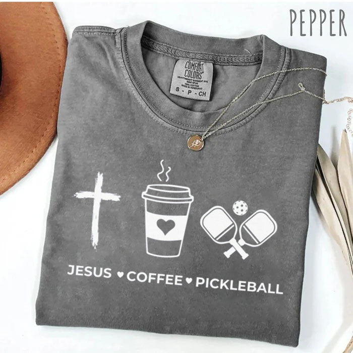 Comfort Colors Jesus Coffee Pickleball T-shirt