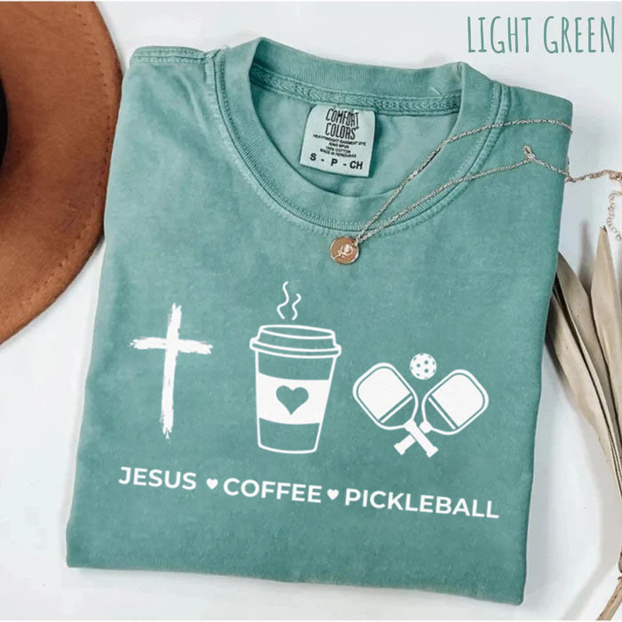 Comfort Colors Jesus Coffee Pickleball T-shirt