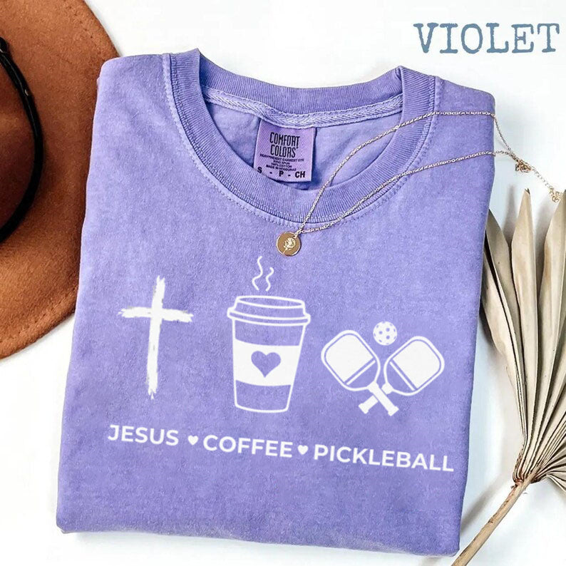 Comfort Colors Jesus Coffee Pickleball T-shirt