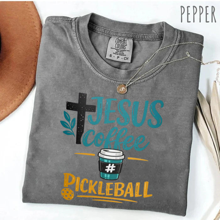 Comfort Colors Jesus Coffee Pickleball T-shirt