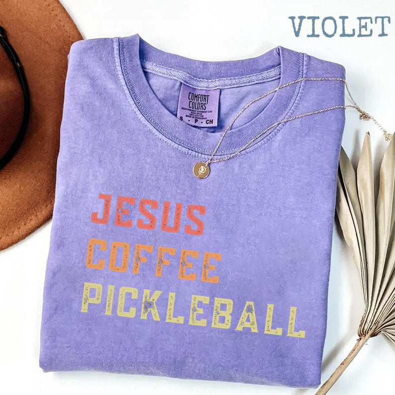 Comfort Colors Jesus Coffee Pickleball T-shirt