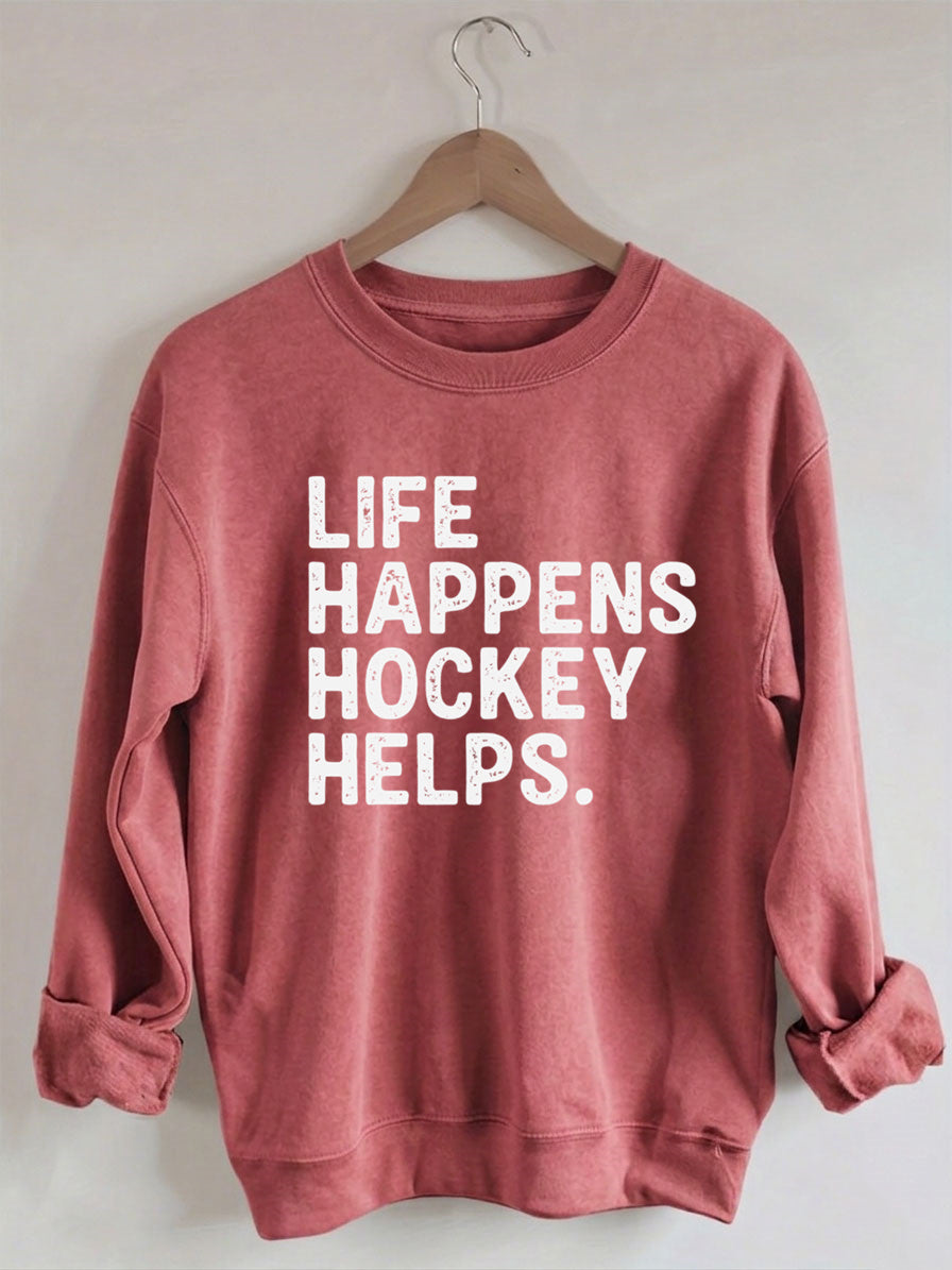 Comfort Colors Life Happens Hockey Helps Sweatshirt