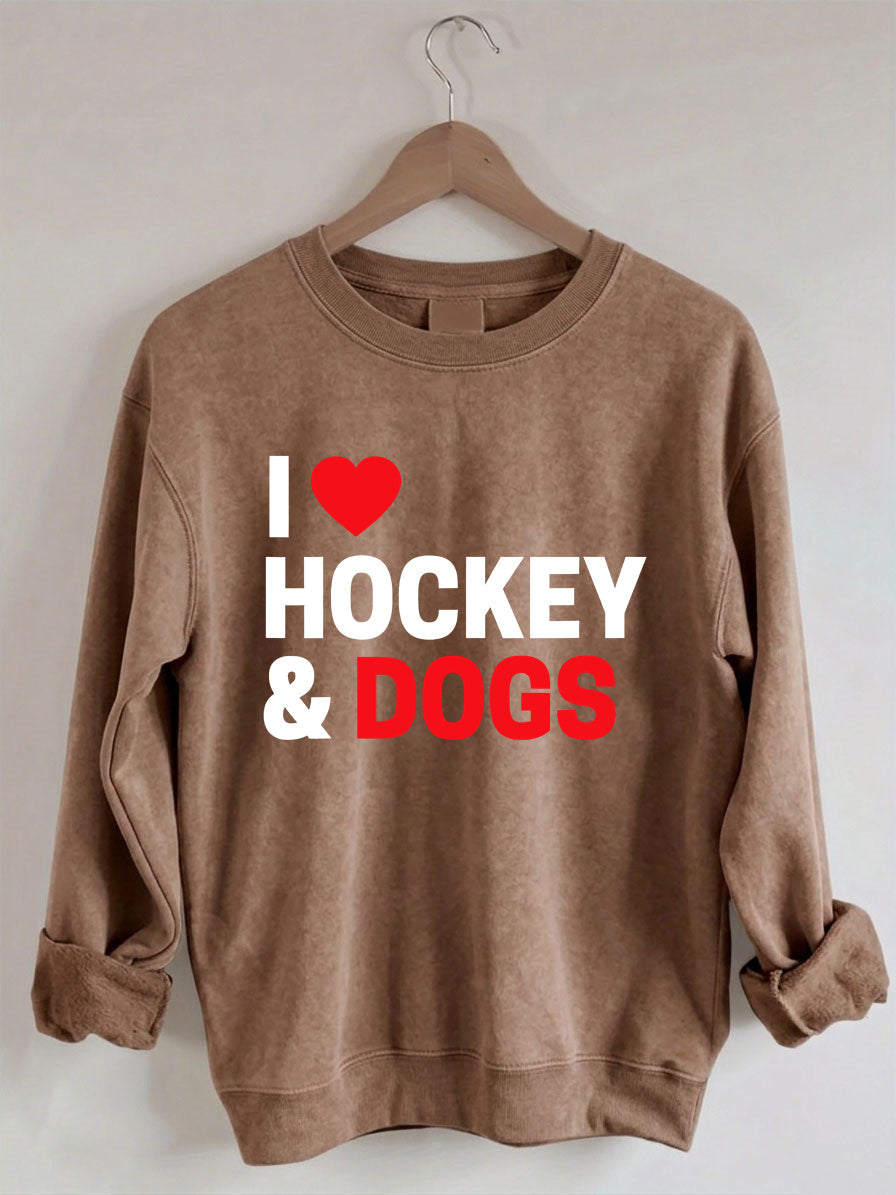 Comfort Colors I Love Hockey & Dogs Sweatshirt