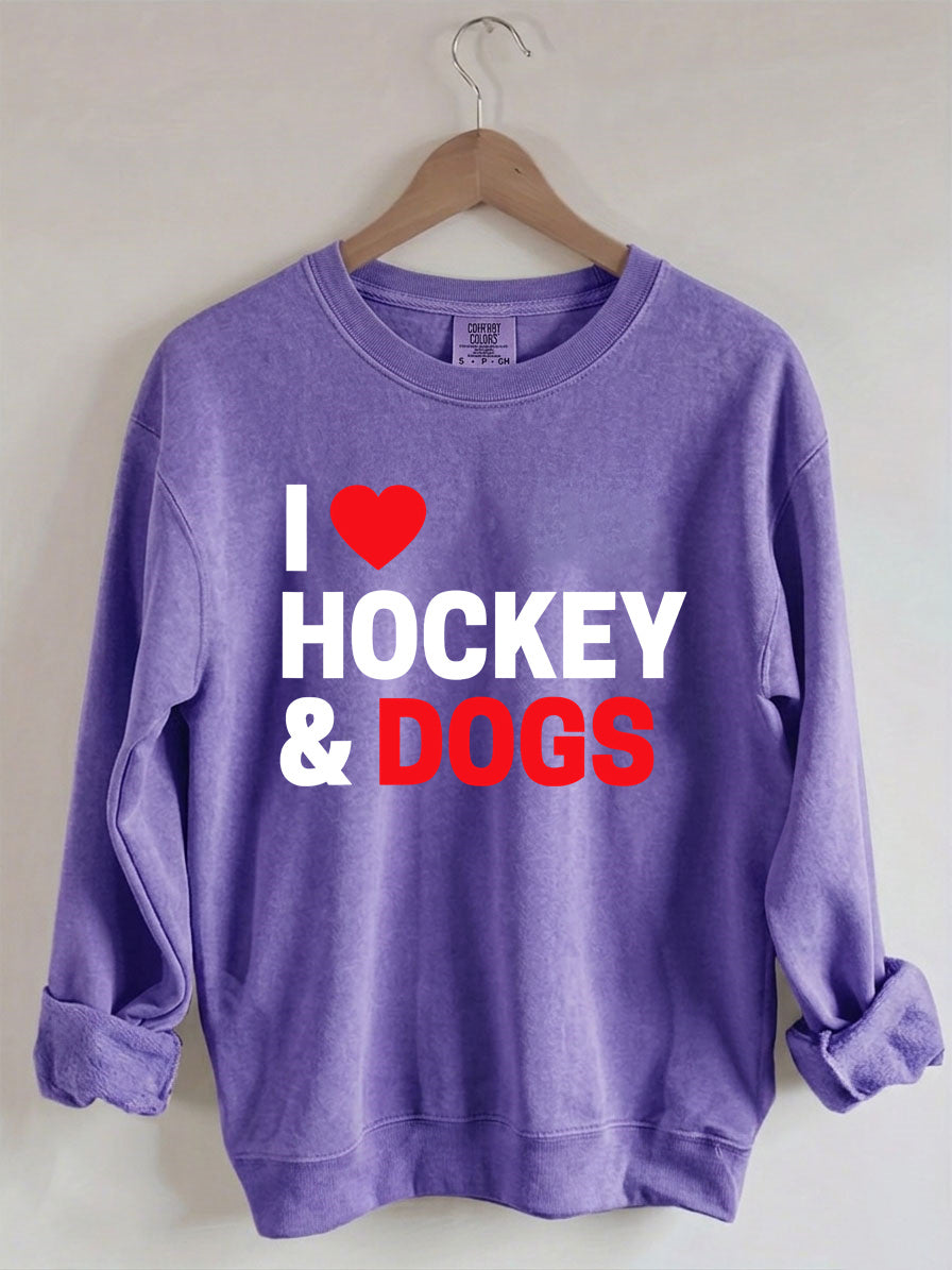 Comfort Colors I Love Hockey & Dogs Sweatshirt