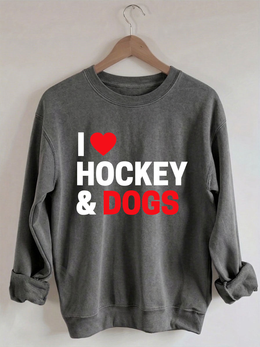 Comfort Colors I Love Hockey & Dogs Sweatshirt