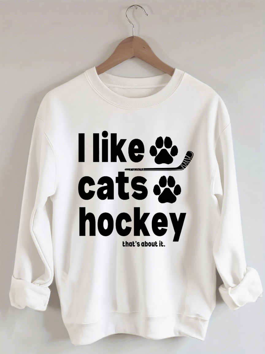 Comfort ColorsI Like Cats And Hockey Sweatshirt