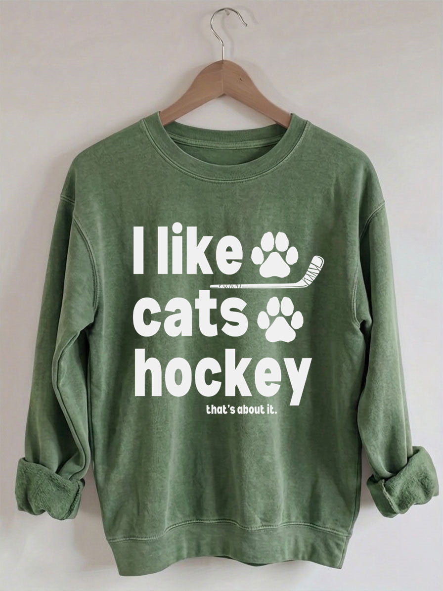 Comfort ColorsI Like Cats And Hockey Sweatshirt