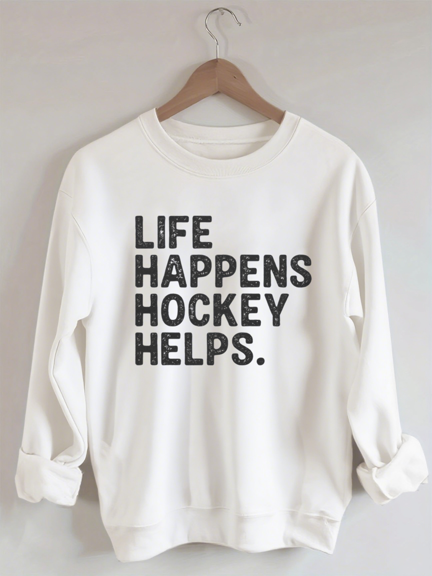Comfort Colors Life Happens Hockey Helps Sweatshirt