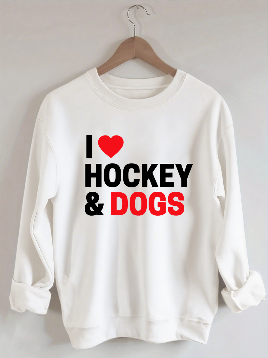 Comfort Colors I Love Hockey & Dogs Sweatshirt