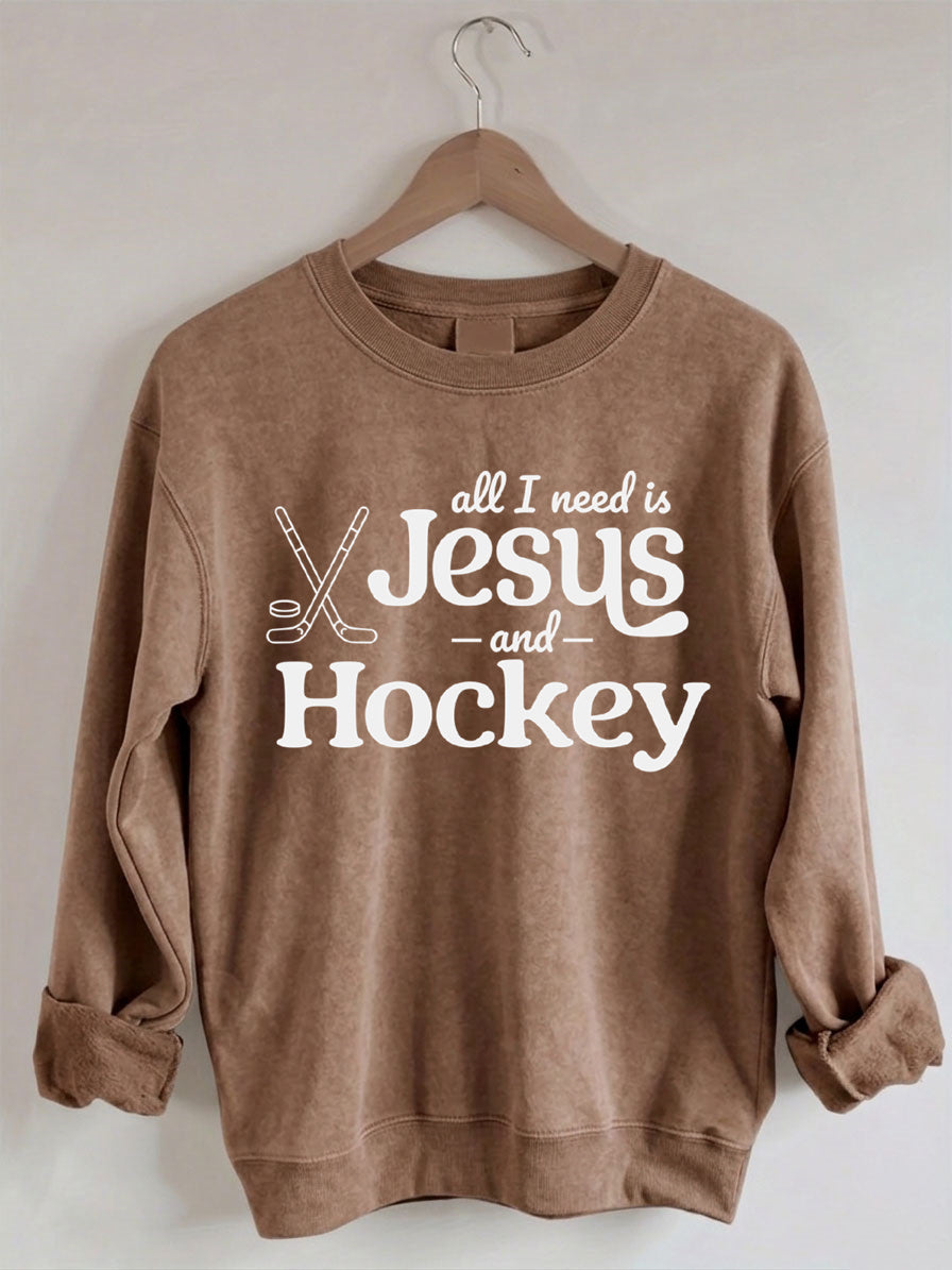 Comfort Colors Comfort Colors All I Need Is Jesus And Hockey Sweatshirt