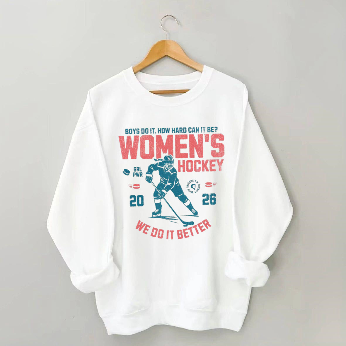 Hockey Lover Merch Feminist Women's Hockey Fan Sweatshirt