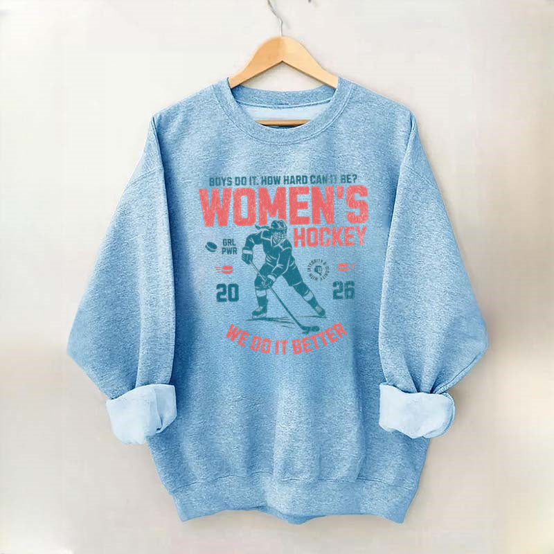 Hockey Lover Merch Feminist Women's Hockey Fan Sweatshirt