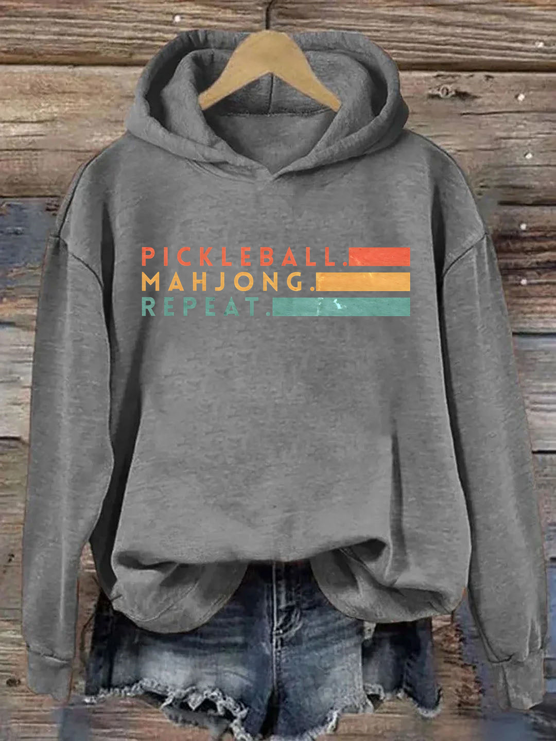 Pickleball Mahjong Repeat Retro Hoodie