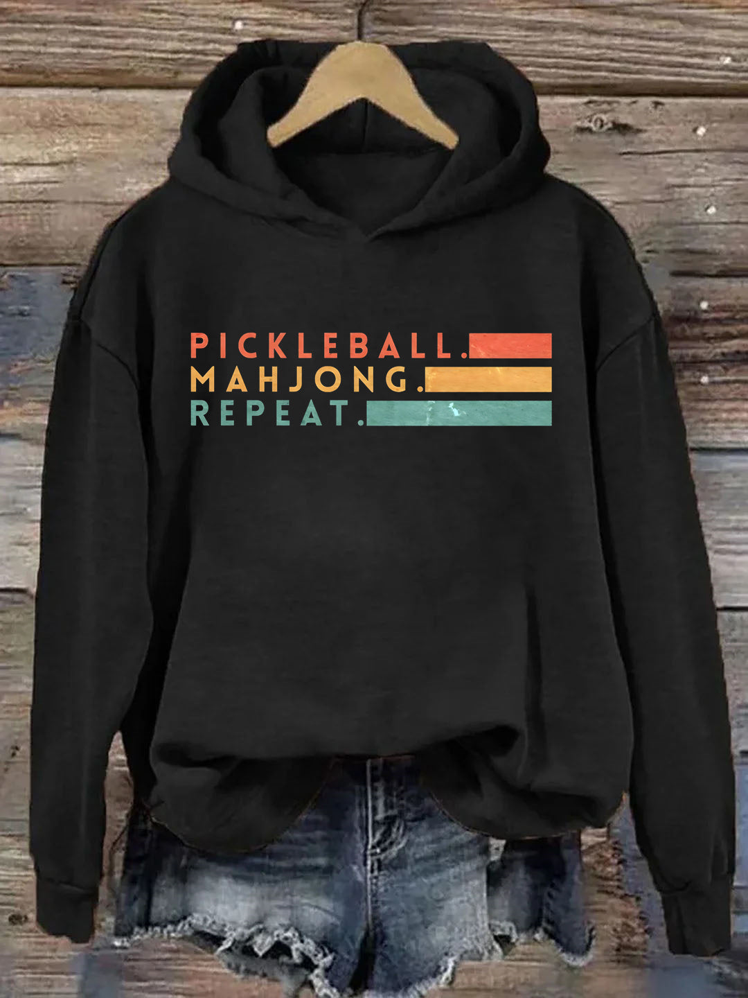 Pickleball Mahjong Repeat Retro Hoodie