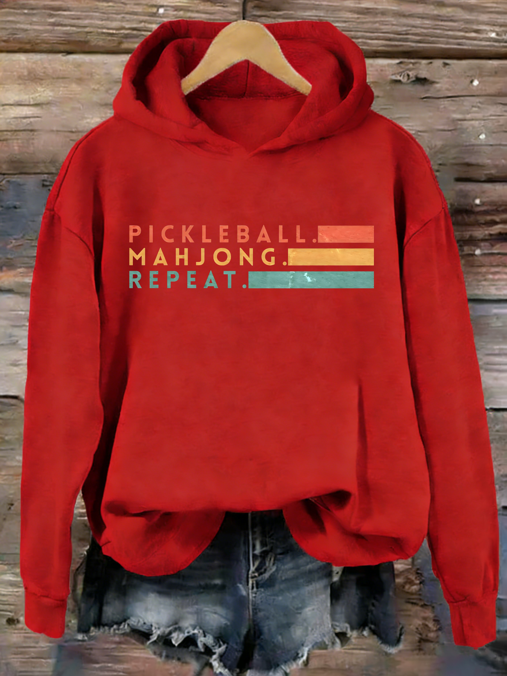 Pickleball Mahjong Repeat Retro Hoodie