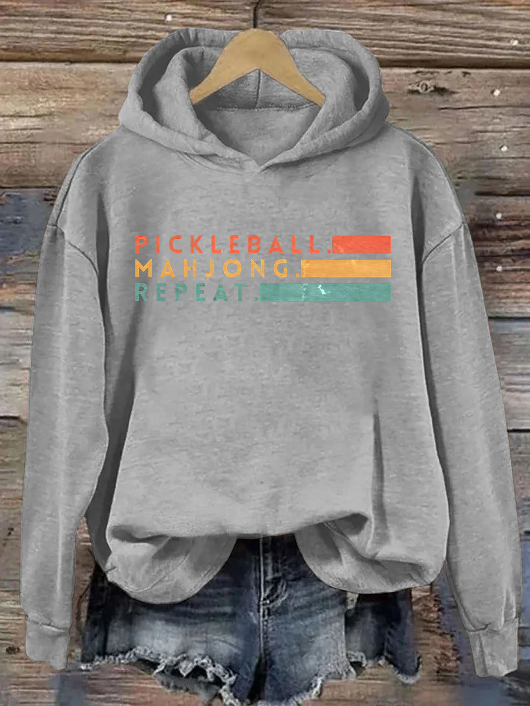 Pickleball Mahjong Repeat Retro Hoodie