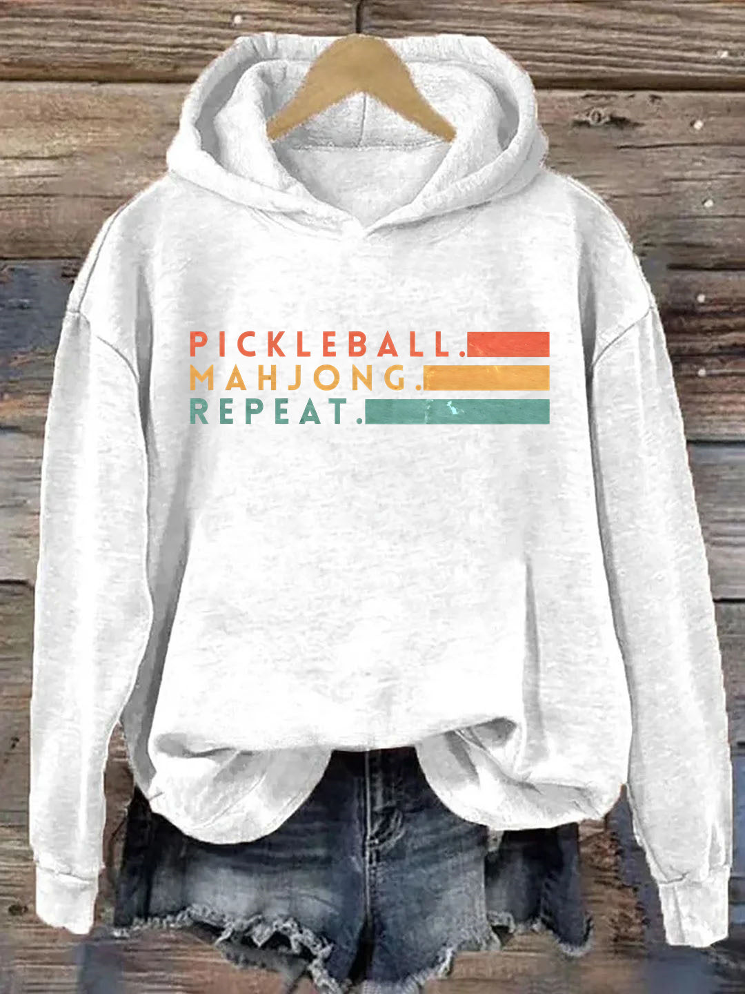 Pickleball Mahjong Repeat Retro Hoodie