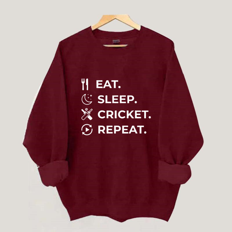 Eat Sleep Cricket Repeat Sweatshirt