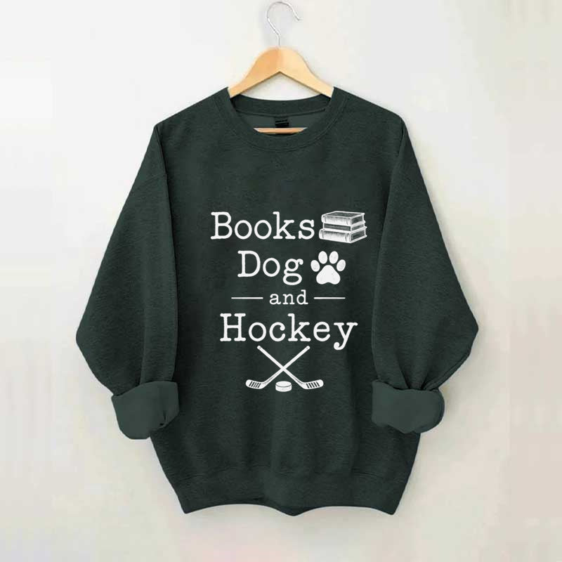 Books Dog and Hockey Sweatshirt