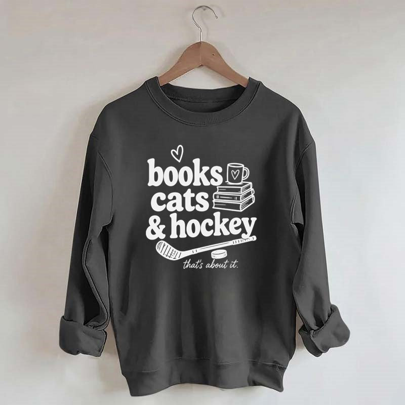 Book Cats & Hockey Sweatshirt