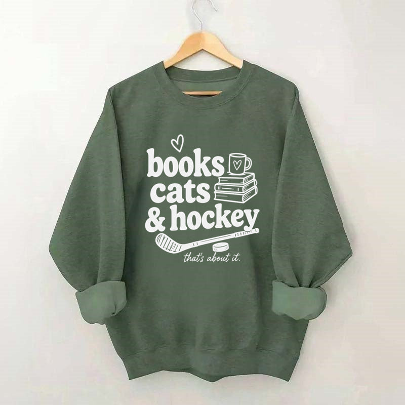 Book Cats & Hockey Sweatshirt