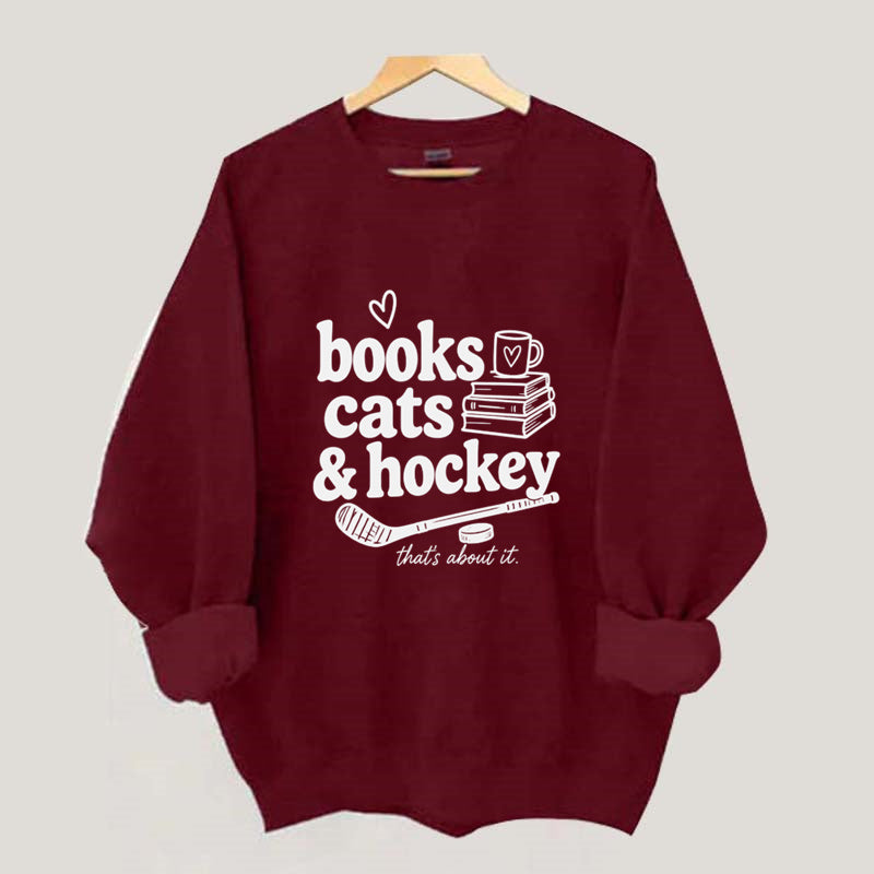 Book Cats & Hockey Sweatshirt