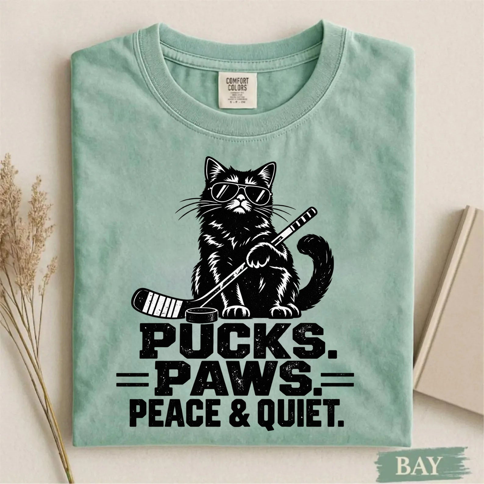 Comfort Colors Pucks. Paws. Peace & Quiet. – Cat Hockey T-Shirt