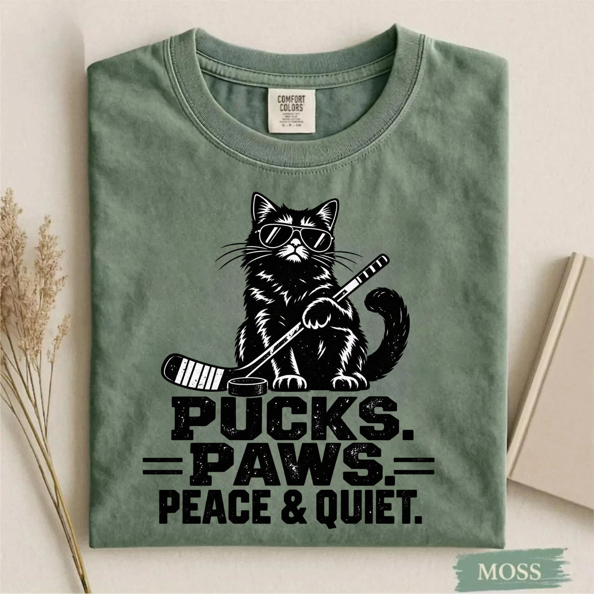 Comfort Colors Pucks. Paws. Peace & Quiet. – Cat Hockey T-Shirt