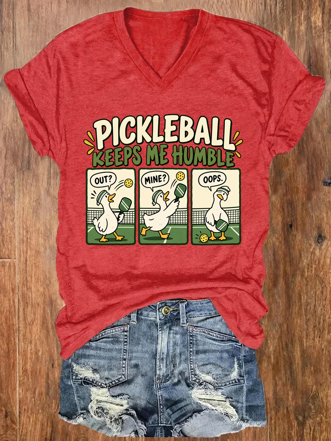 Pickleball Keeps Me Humble,Funny Goose V-Neck T-Shirt