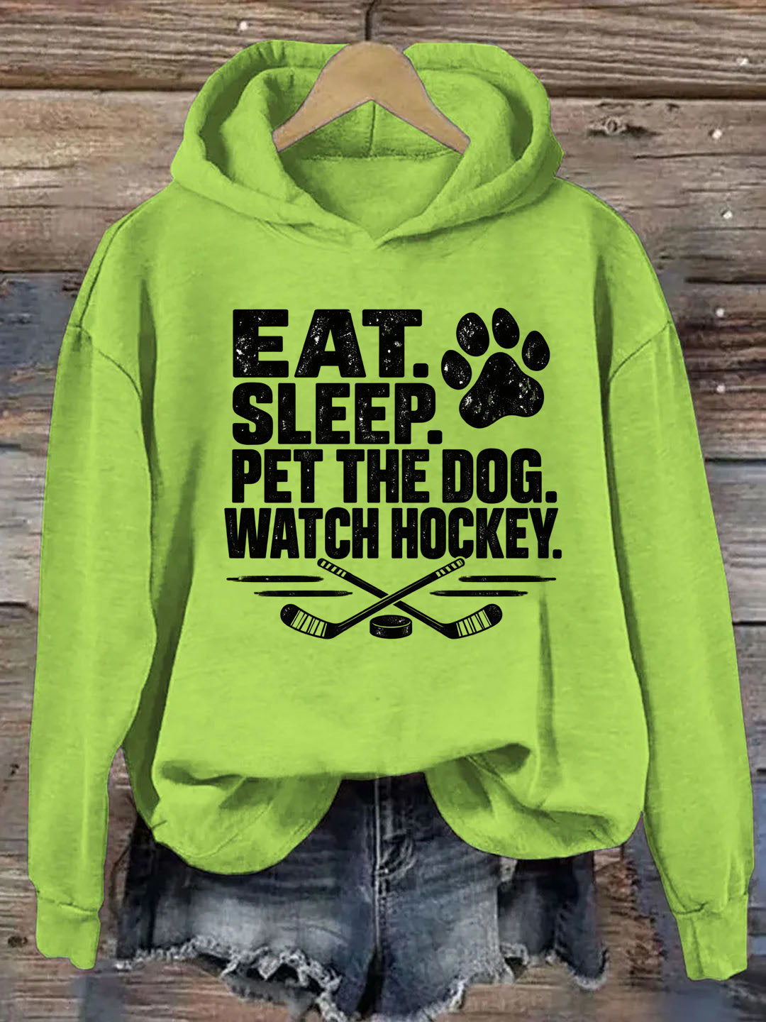 Eat. Sleep. Pet the Dog. Watch Hockey. Funny Hockey Hoodie