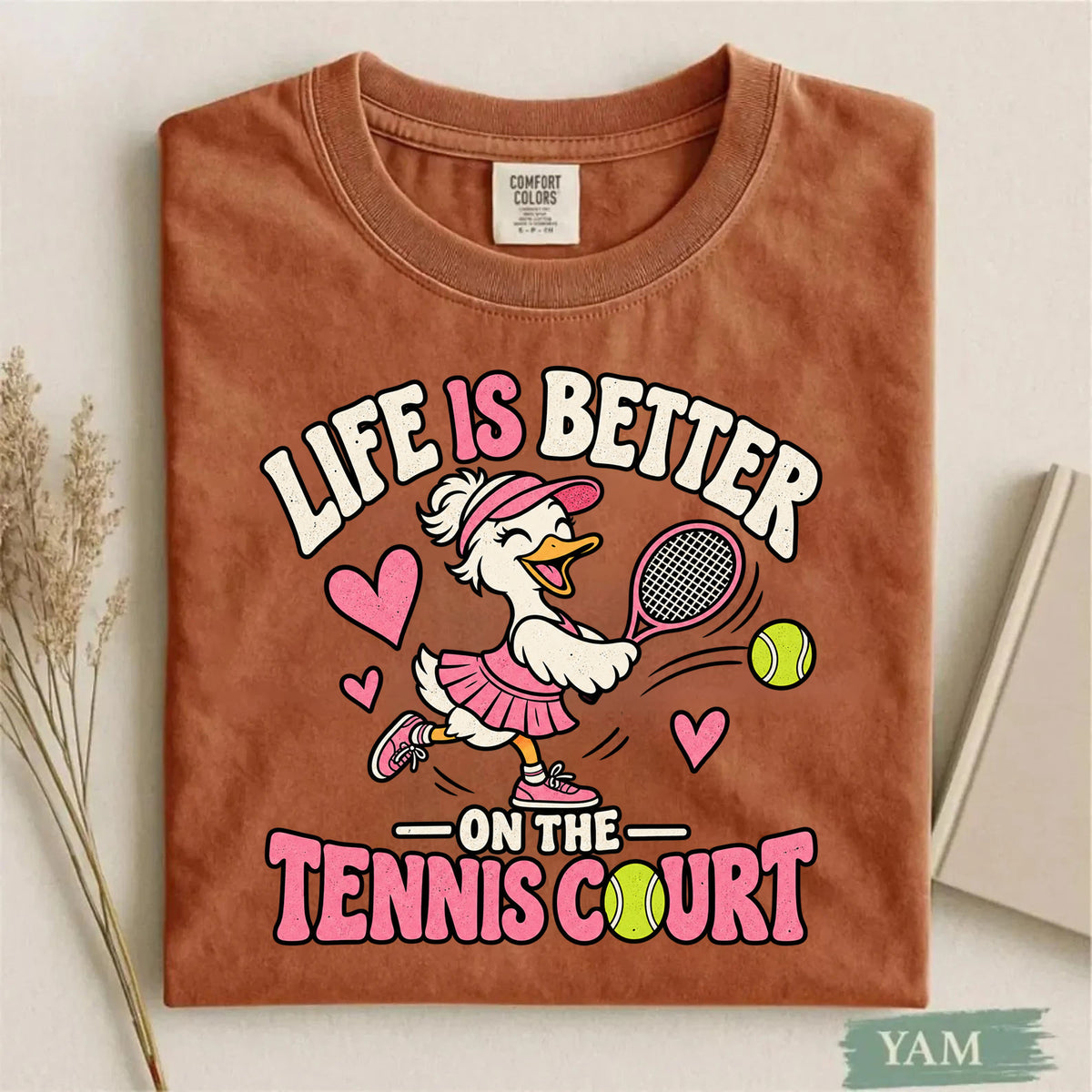 Comfort Colors Life Is Better on the Tennis Court Tennis T-Shirt