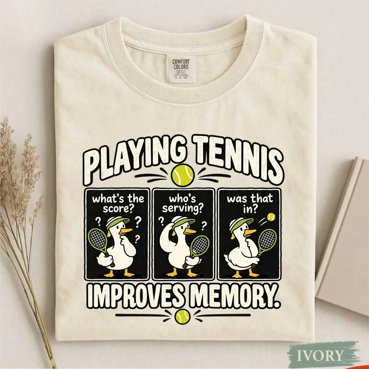 Comfort Colors Funny Playing Tennis Improves Memory T-Shirt
