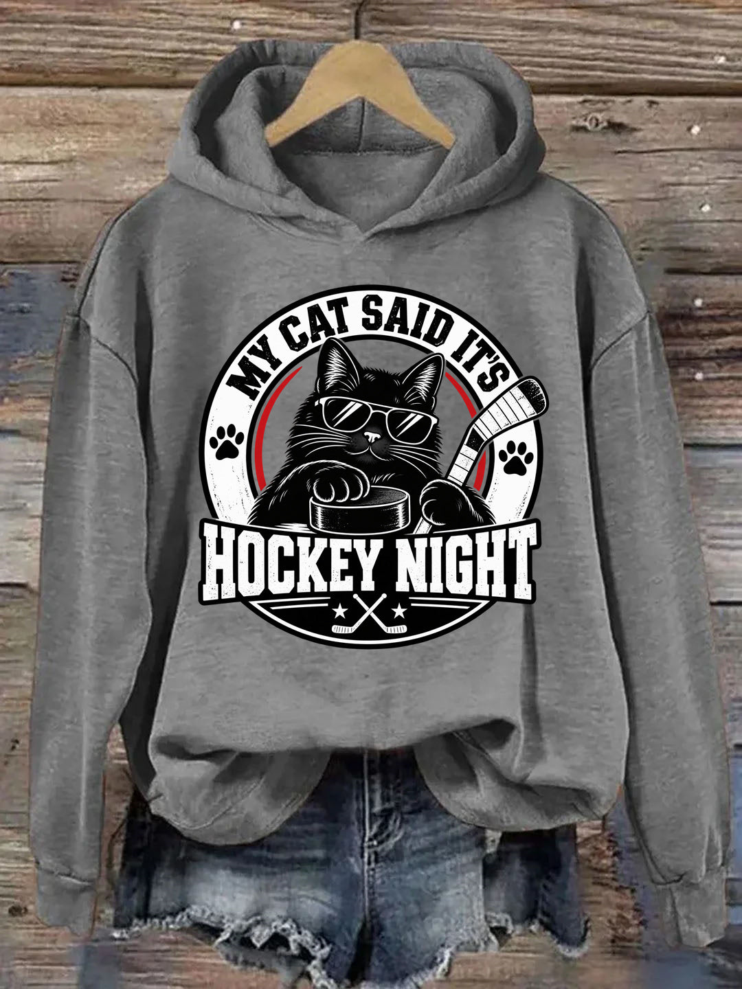 My Cat Said It's Hockey Night – Funny Cat Hockey Hoodie