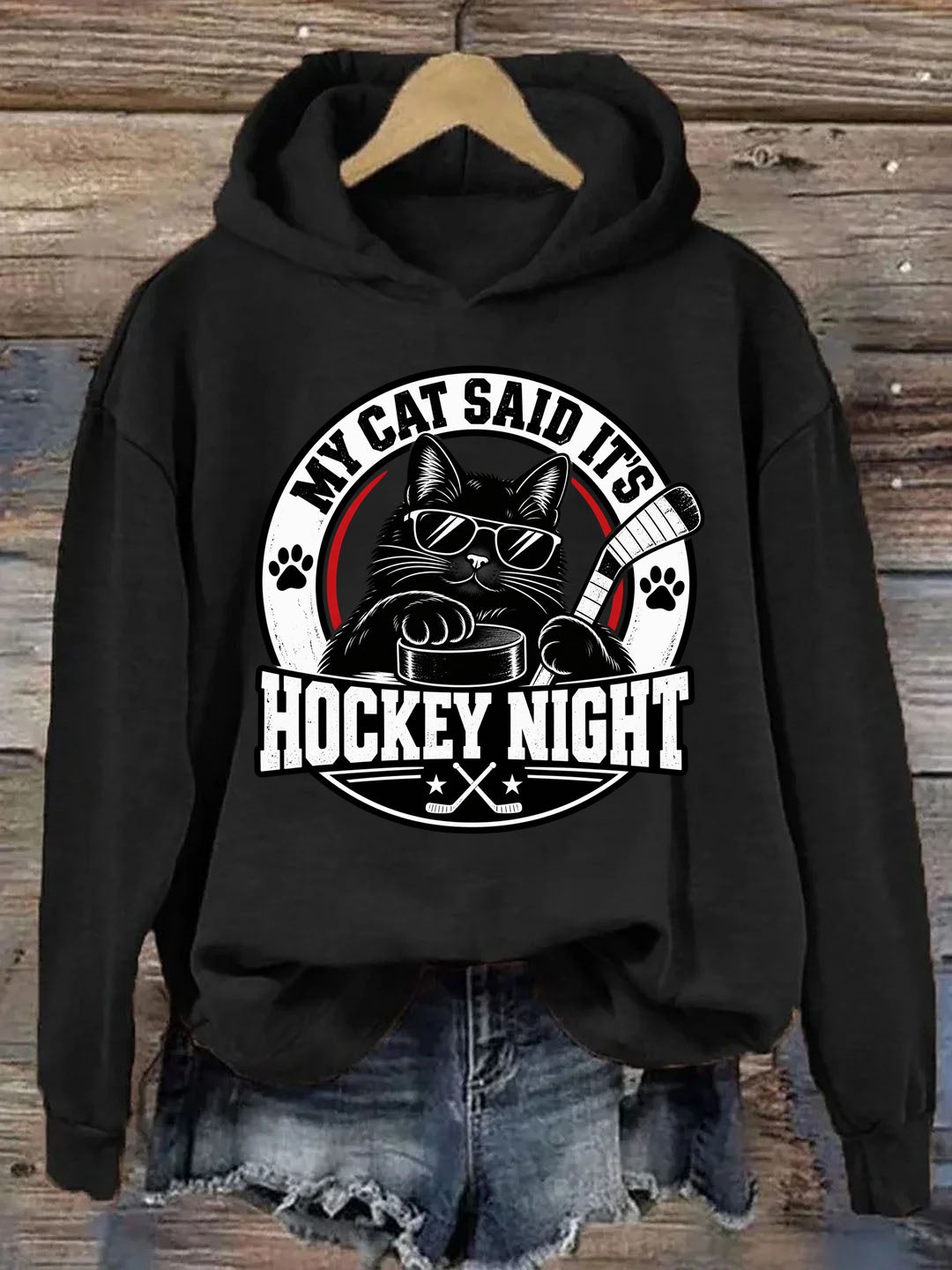 My Cat Said It's Hockey Night – Funny Cat Hockey Hoodie