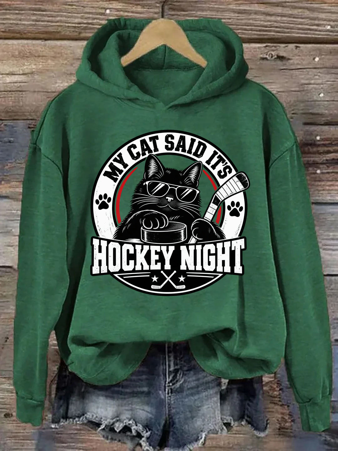 My Cat Said It's Hockey Night – Funny Cat Hockey Hoodie