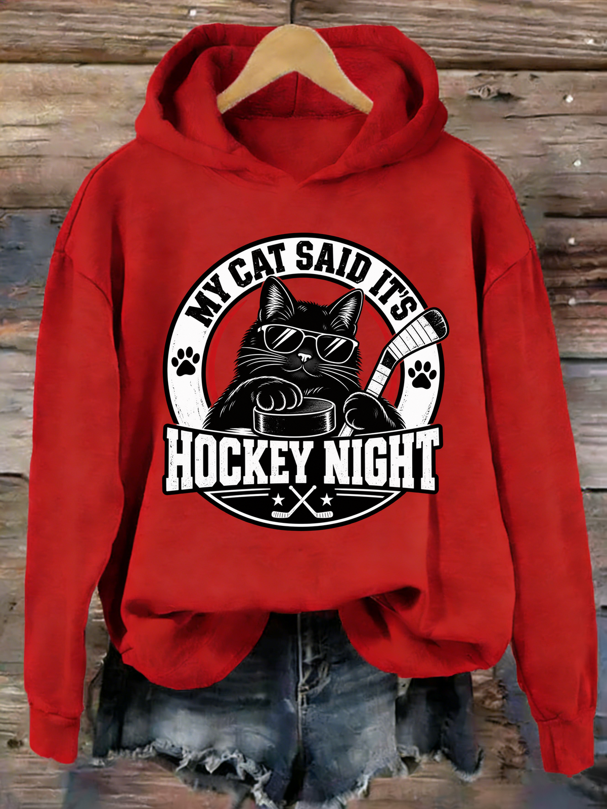 My Cat Said It's Hockey Night – Funny Cat Hockey Hoodie