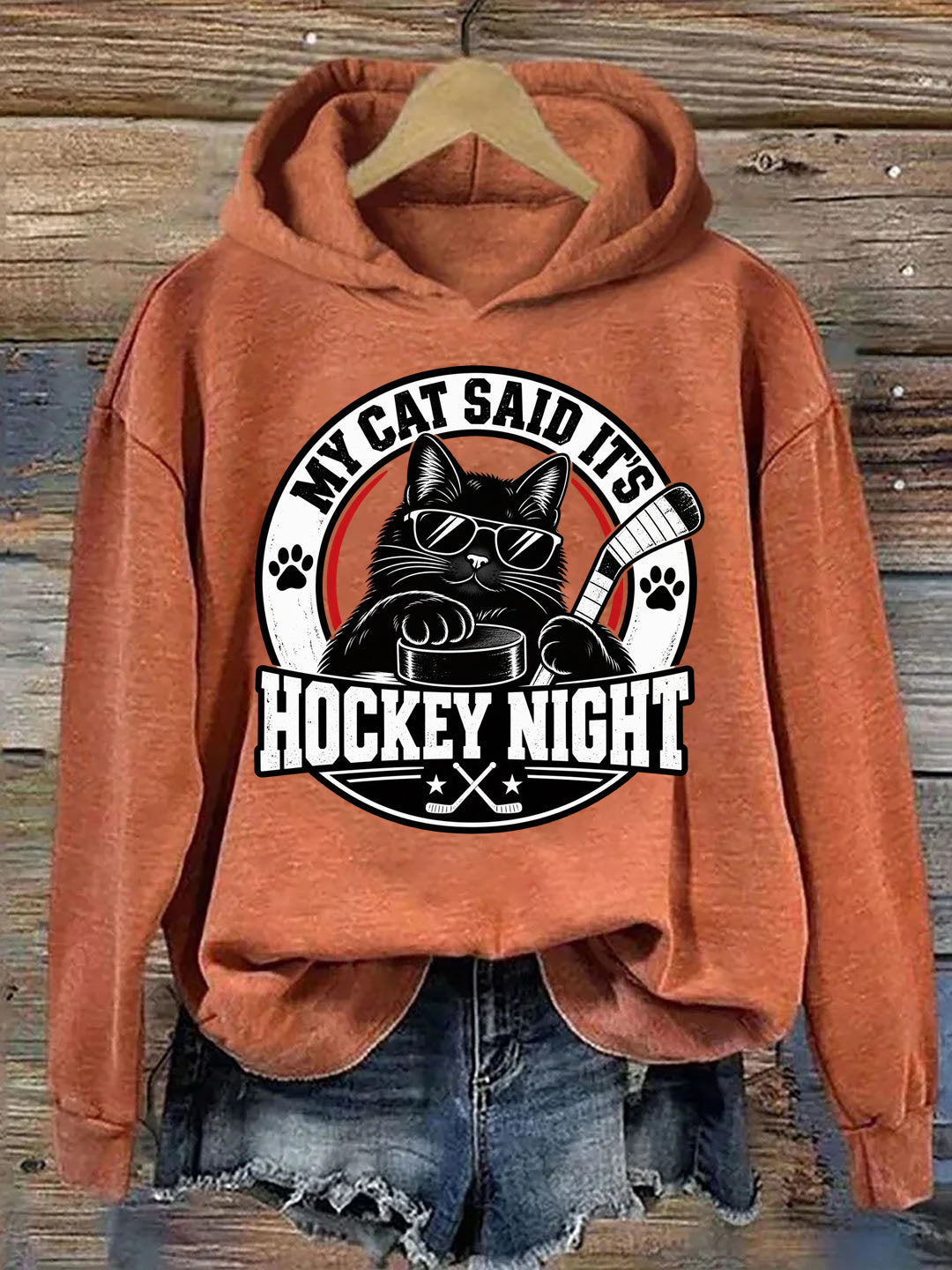 My Cat Said It's Hockey Night – Funny Cat Hockey Hoodie