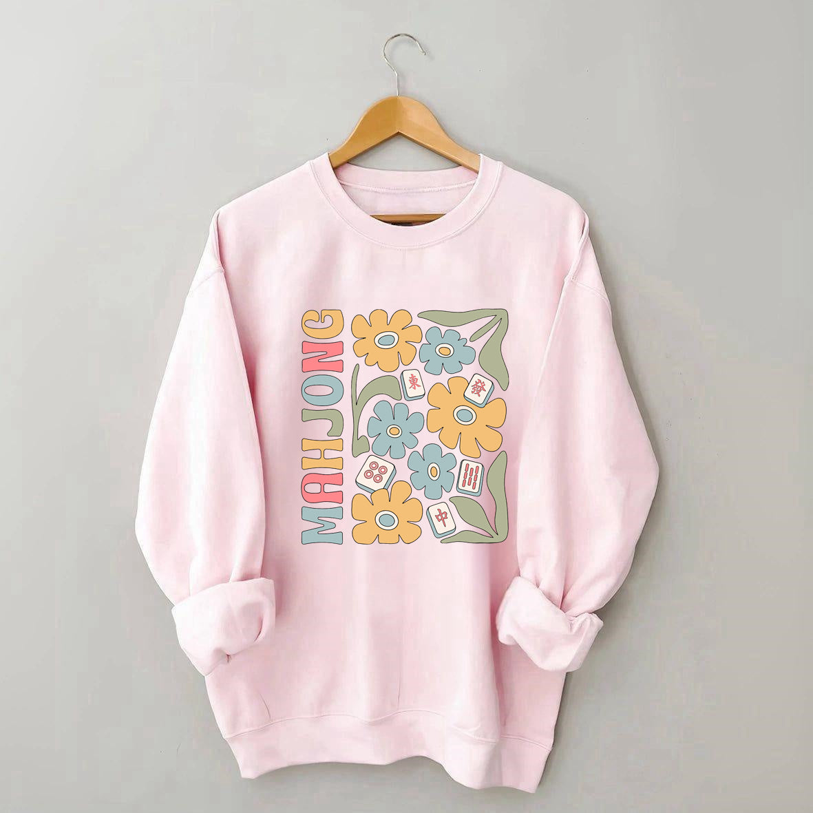Boho Mahjong Love,Floral Mahjong Sweatshirt
