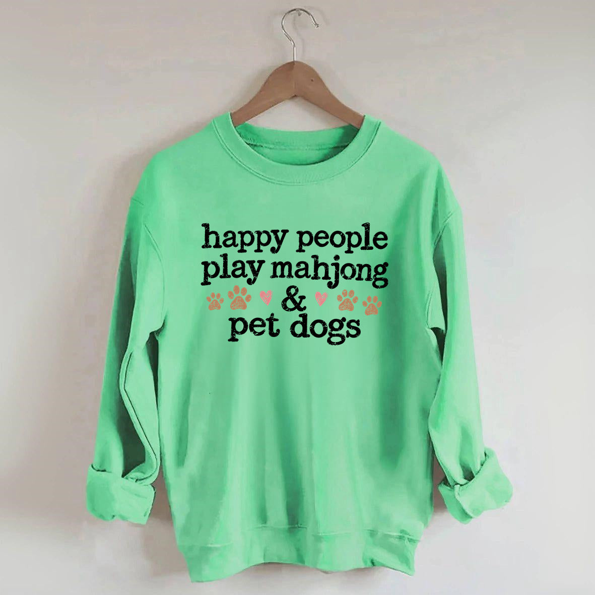 Happy People Play Mahjong & Pet Dogs Sweatshirt