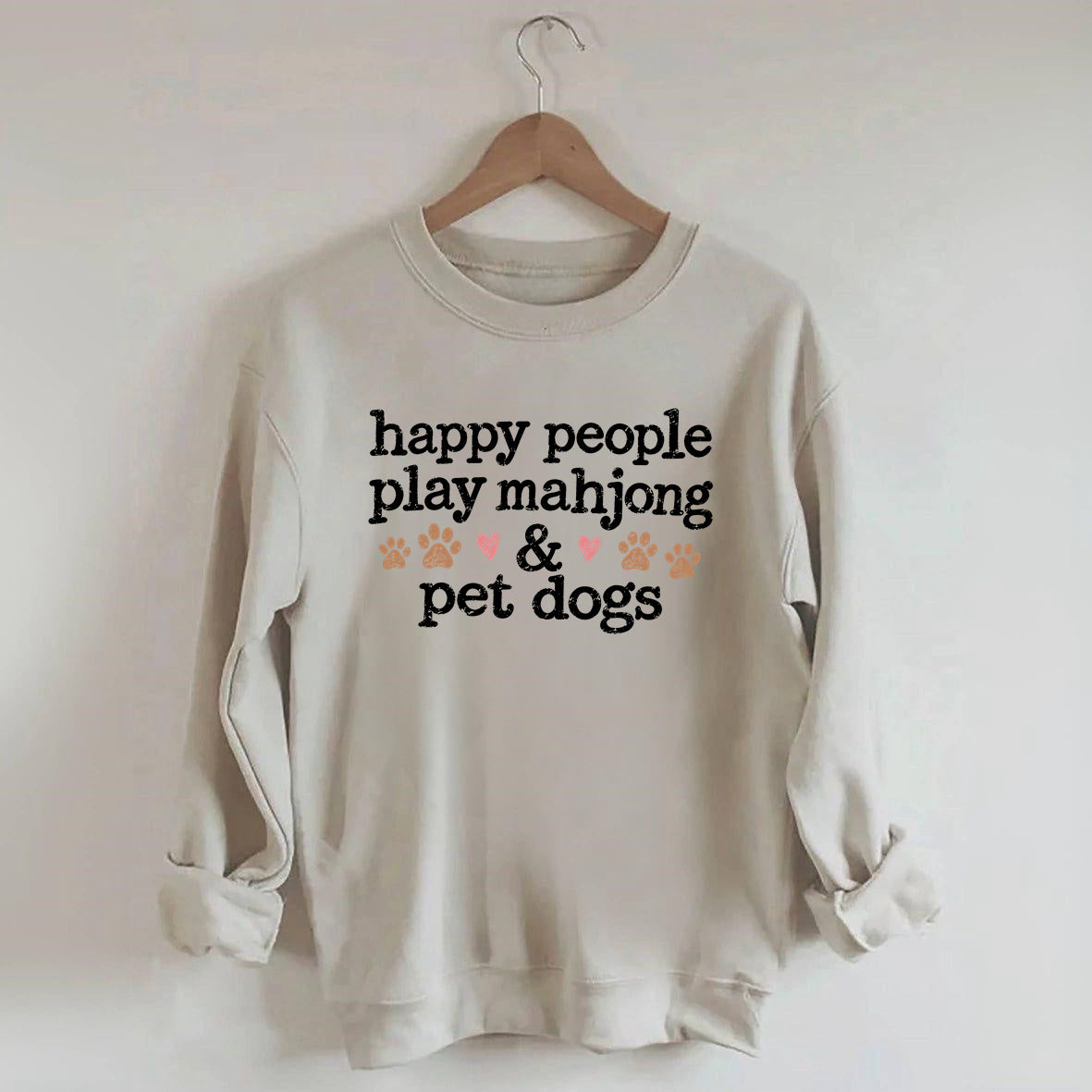 Happy People Play Mahjong & Pet Dogs Sweatshirt