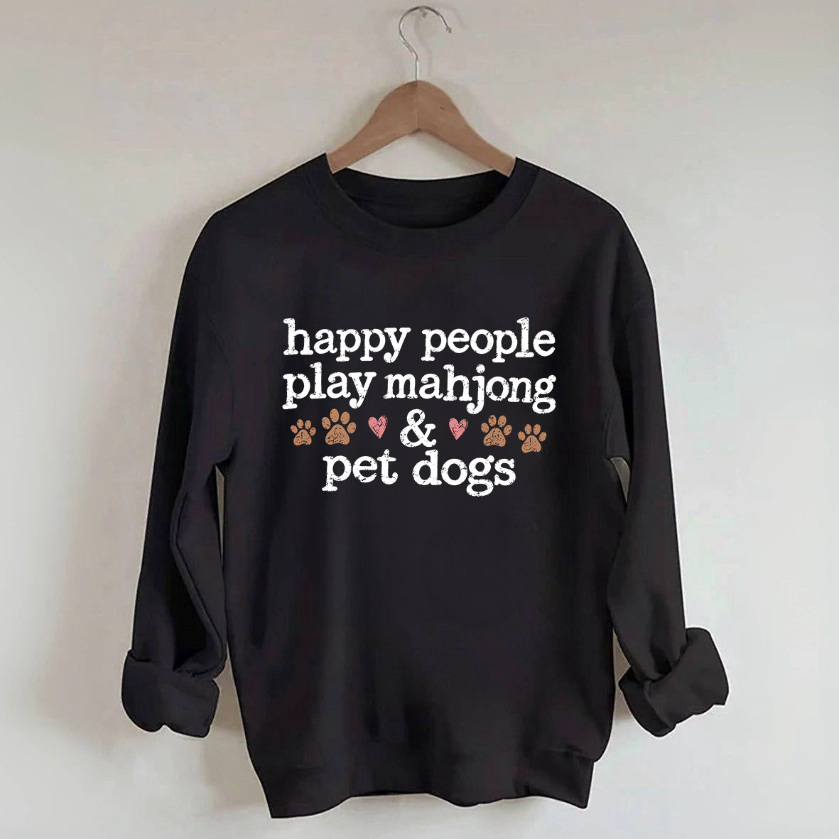 Happy People Play Mahjong & Pet Dogs Sweatshirt