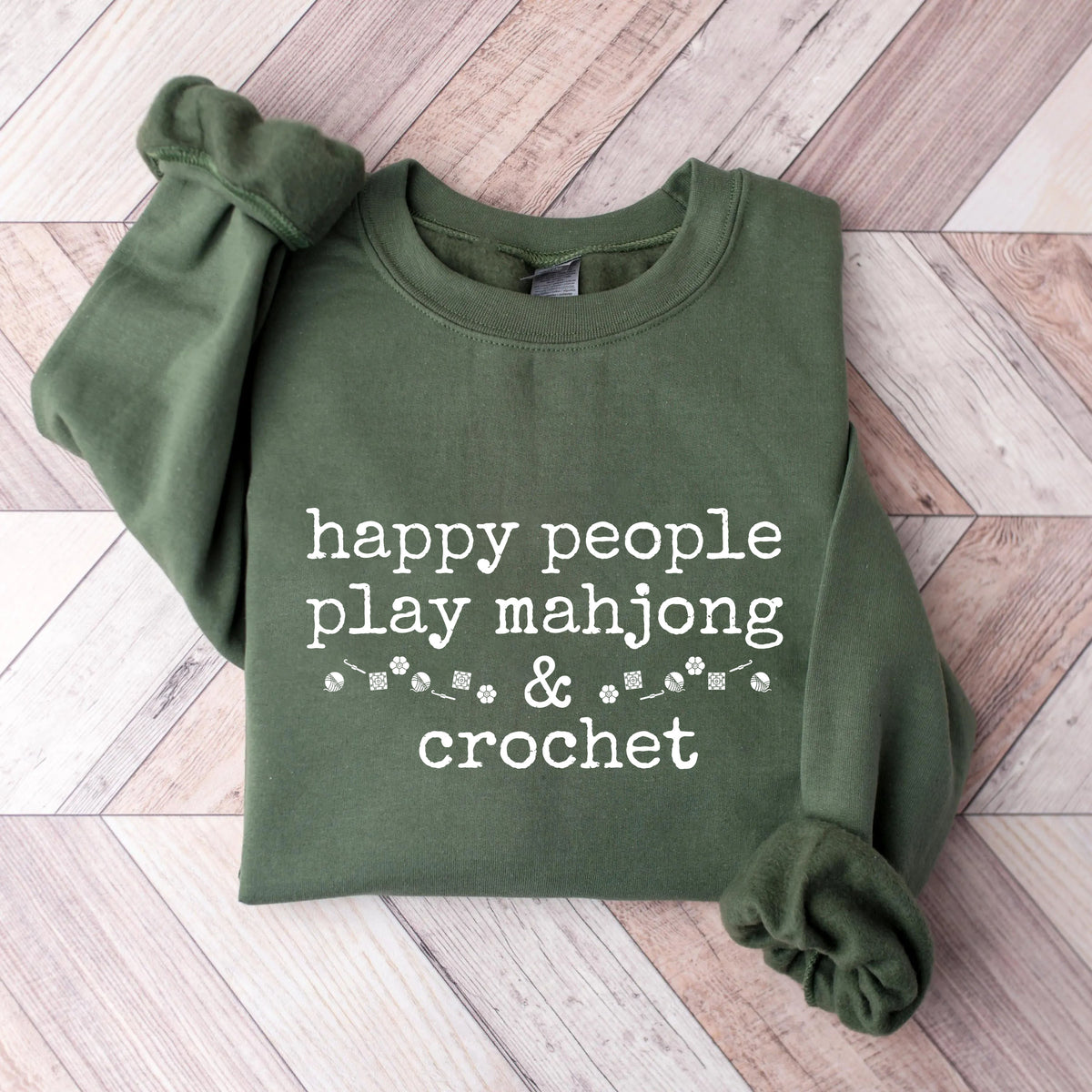 Happy People Play Mahjong & Crochet Sweatshirt